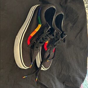 Vans Men's Black Sneakers with Rainbow Accents